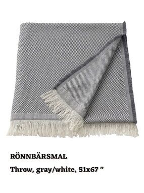 Gray Woven Fringe Throw Blanket